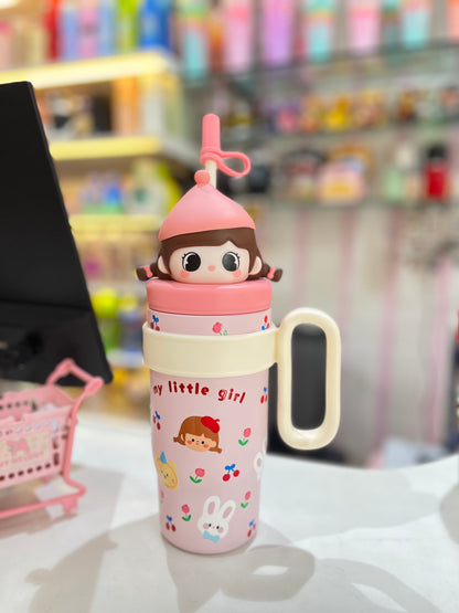 Cute 3D-Figures Insulated Tumbler with Straw