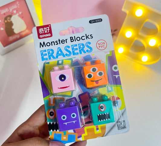 Monster Blocks Erasers Set