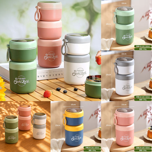 Double Layer Steel Lunch Box - 820 ML