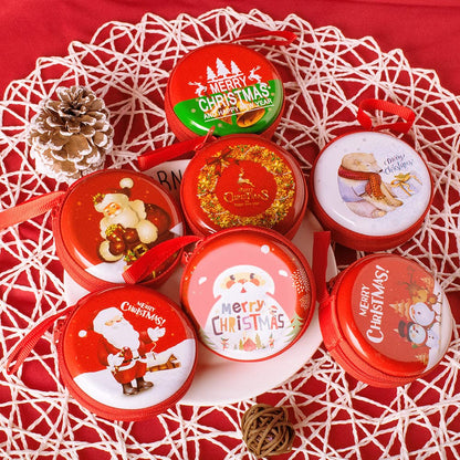 Christmas Round Coin Tin Pouch