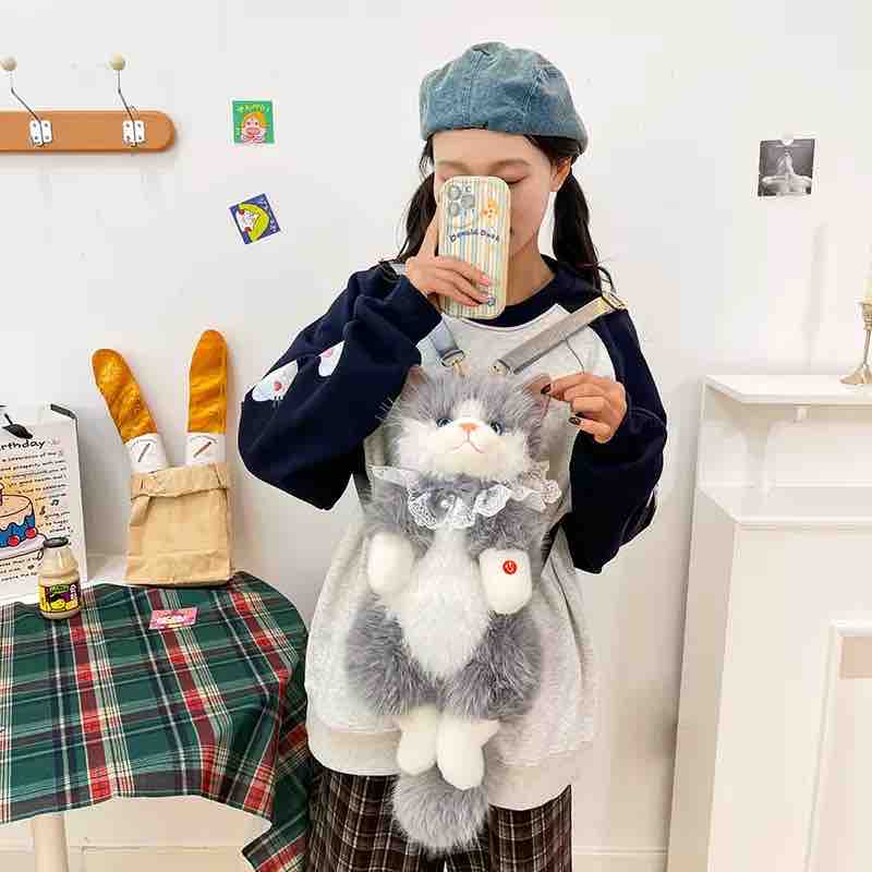 3D Realistic Cat Plushie Premium Bagpack