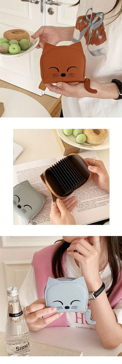 Sleeping Cat Card Holder/ Multi-Compartments Wallet