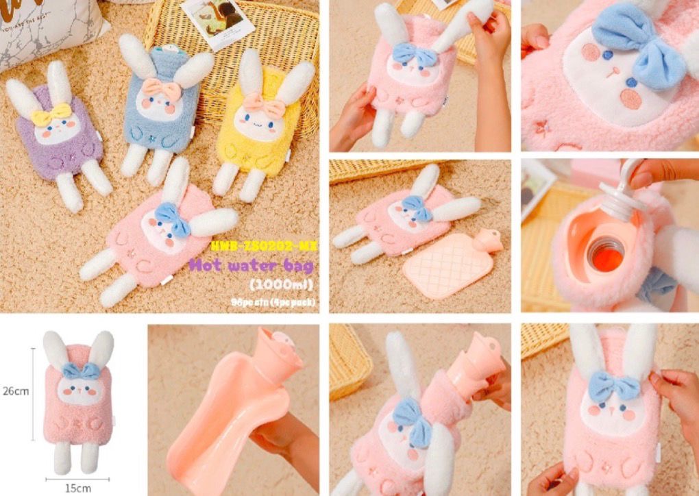 Pookie Furr Hot Water Bag with 3D Legs & Ears - 1000 ml