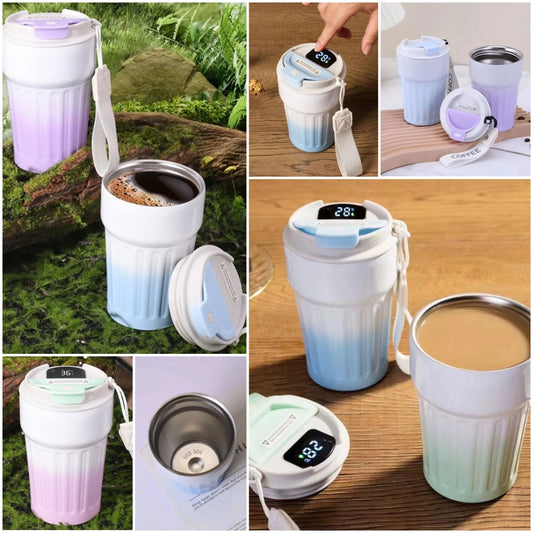 Pastel Dual Shade Insulated Coffee Mug- With Temperature Display