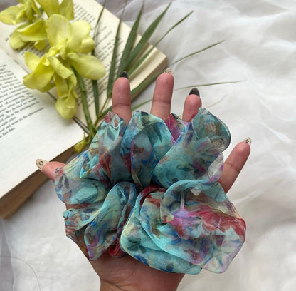 Colorful Printed Organza Scrunchies (Set of 2 Pcs)