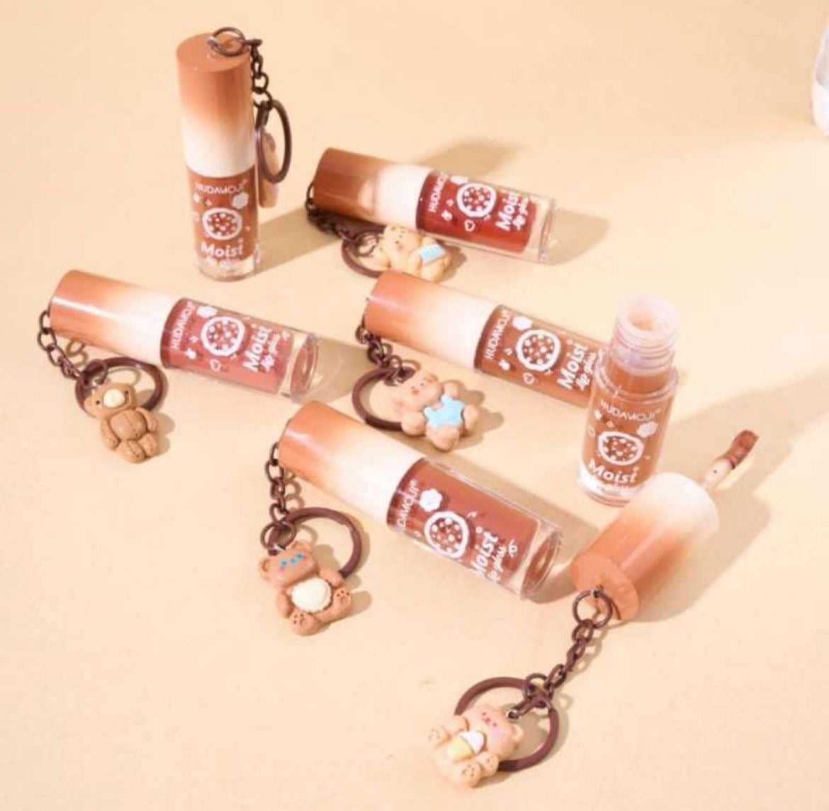 Kawaii Lipstick with Keychain & Teddy Charm