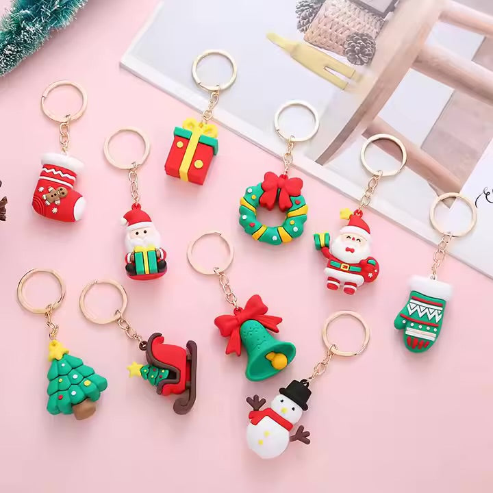 Cute Christmas Silicone Keychain - Set of 2 Pcs