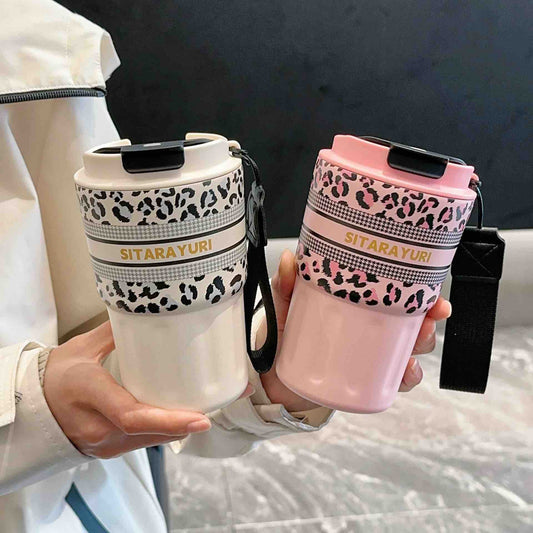 SITARAYURI Leopard Print Travel Mug / Insulated Steel Tumbler