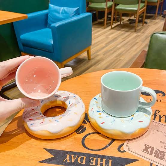 Pinteresty Ceramic Mug with Donut Saucer | Unique Find