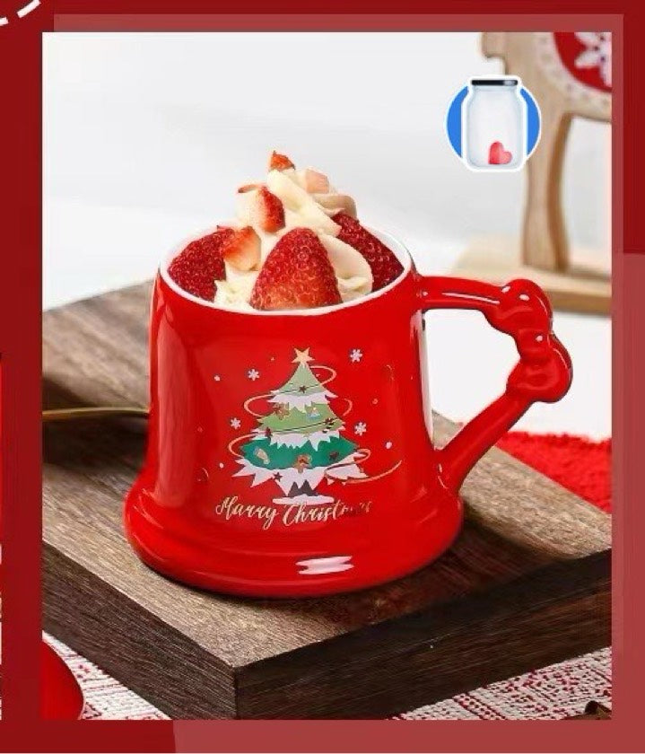 Xmas Tree Gift Ceramic Mug with Star Spoon