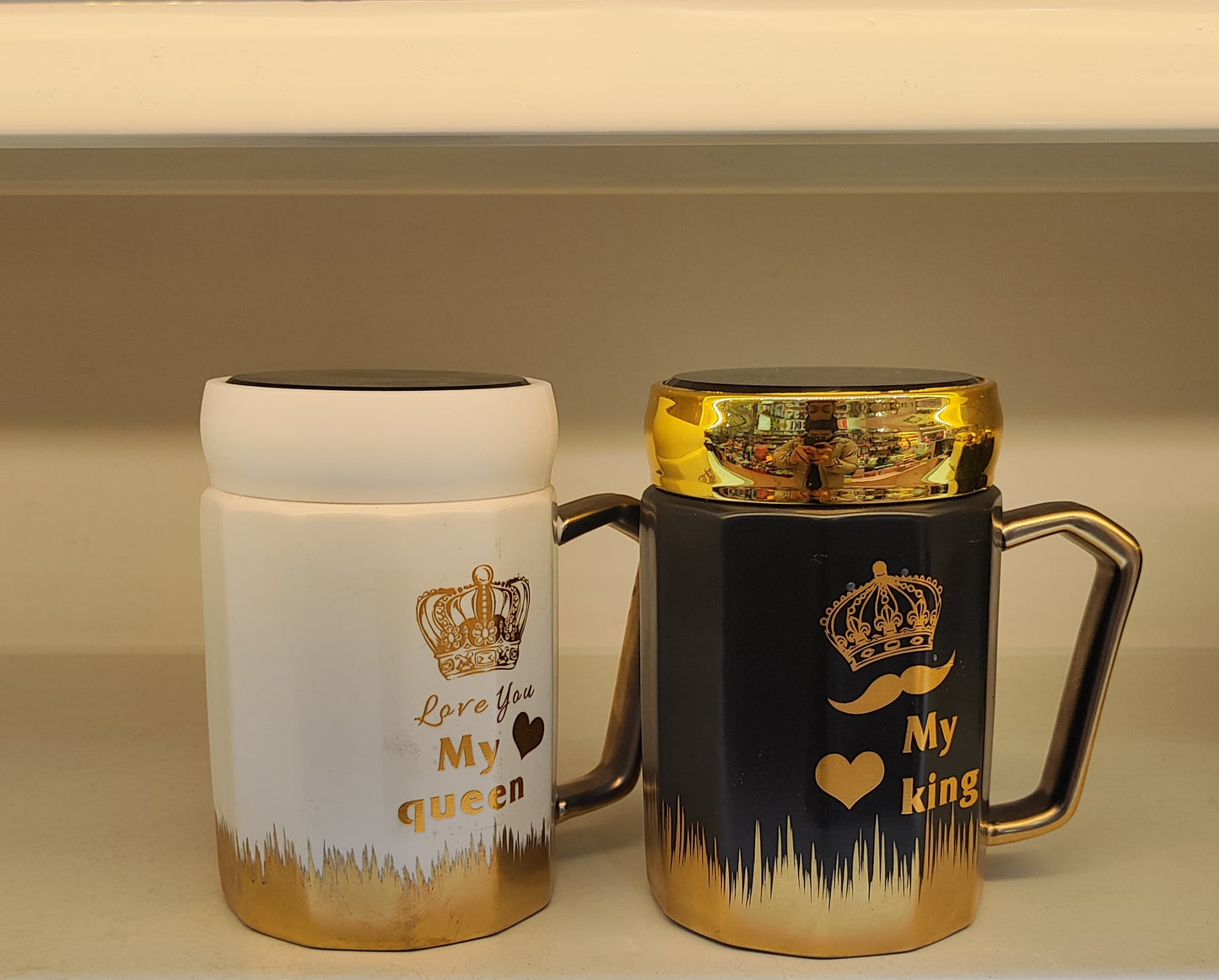 My King & My Queen Couple Mugs Set (Set of 2 Pcs)