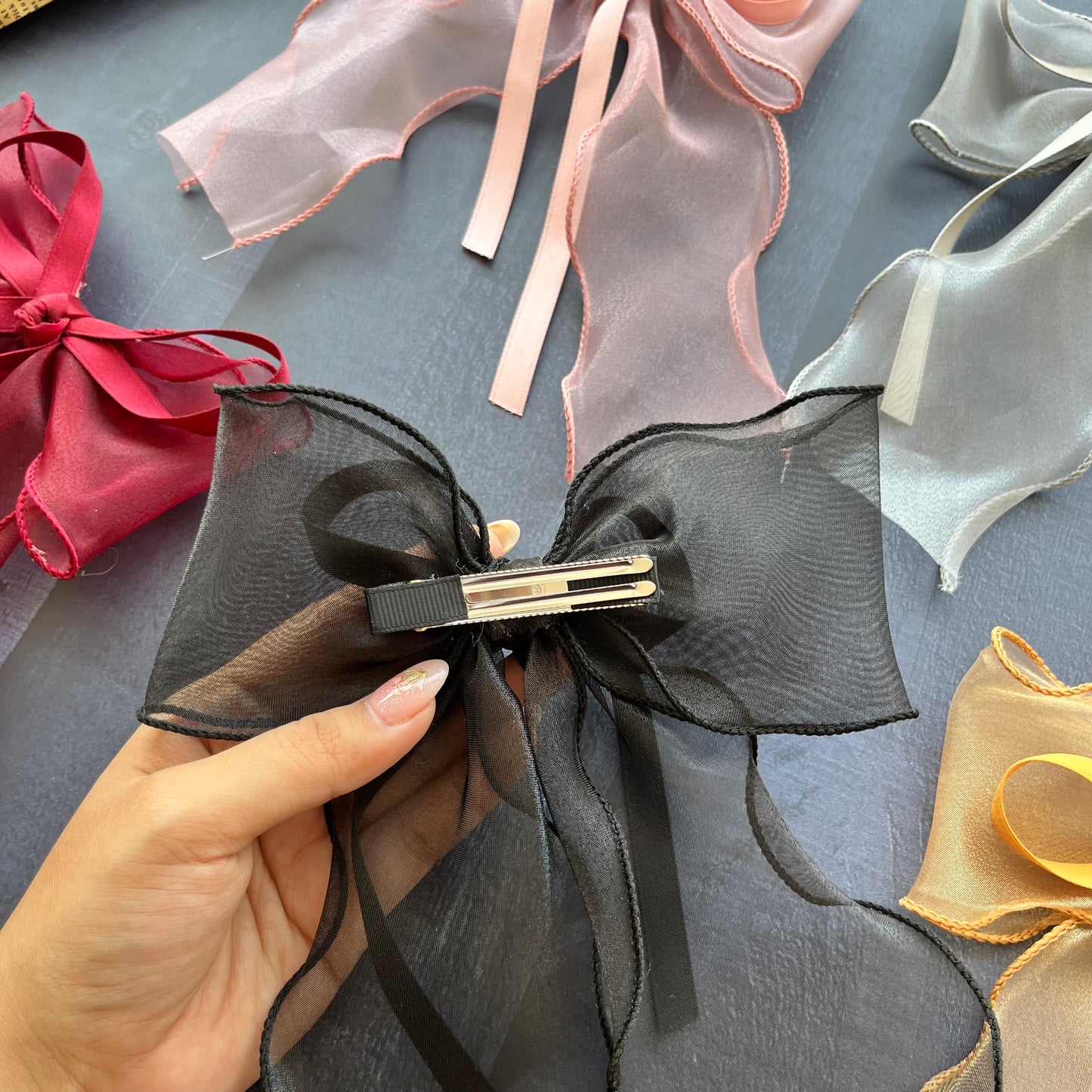 Satin Organza Ruffle Bows