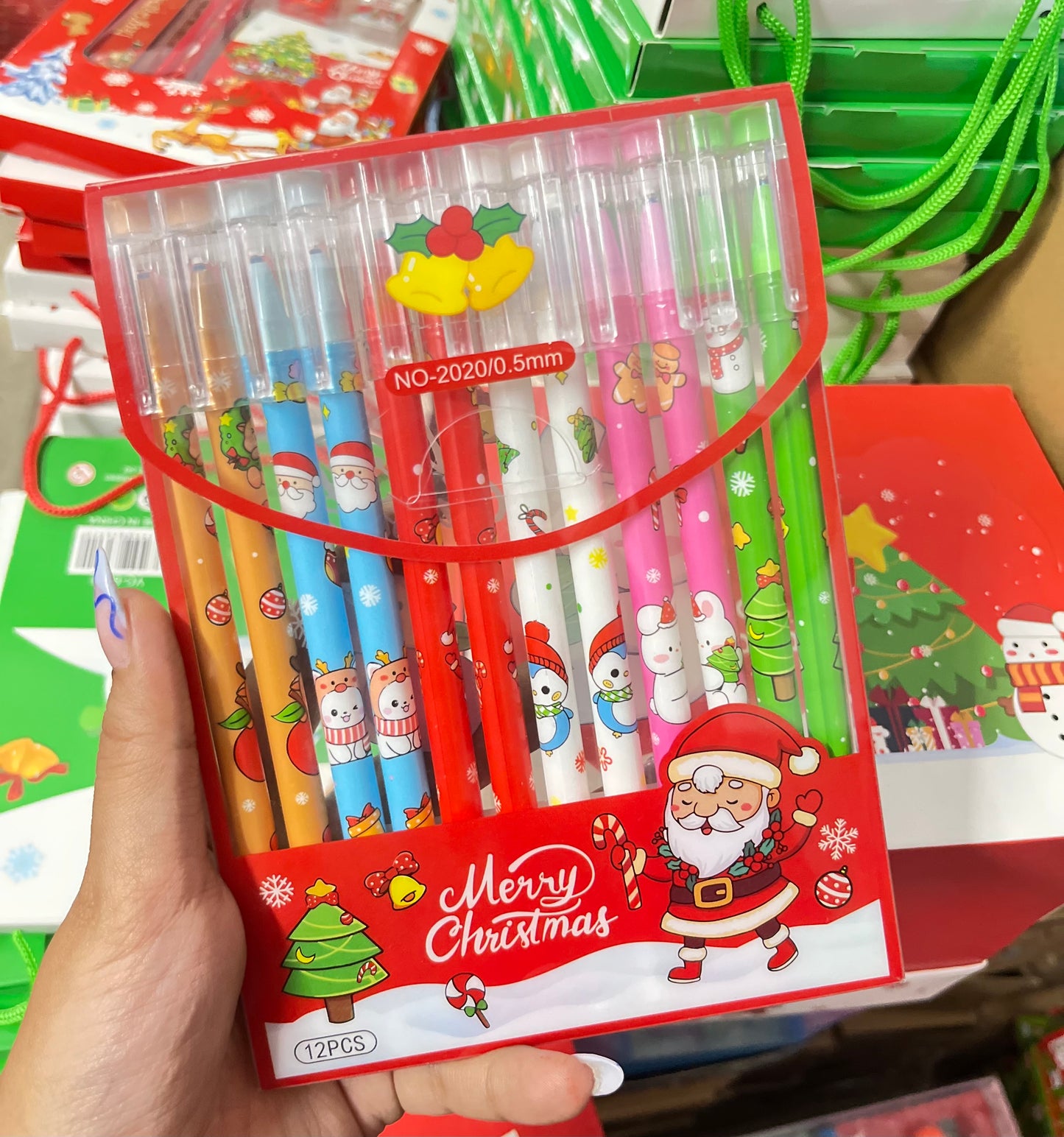 Christmas Erasable Gel Pens - Set of 12 Pcs