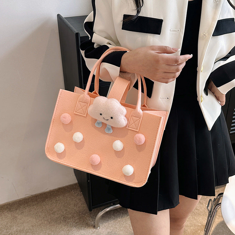 Cute Pom Pom Felt Bag