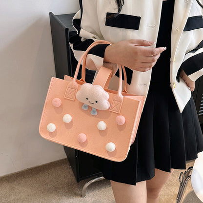 Cute Pom Pom Felt Bag
