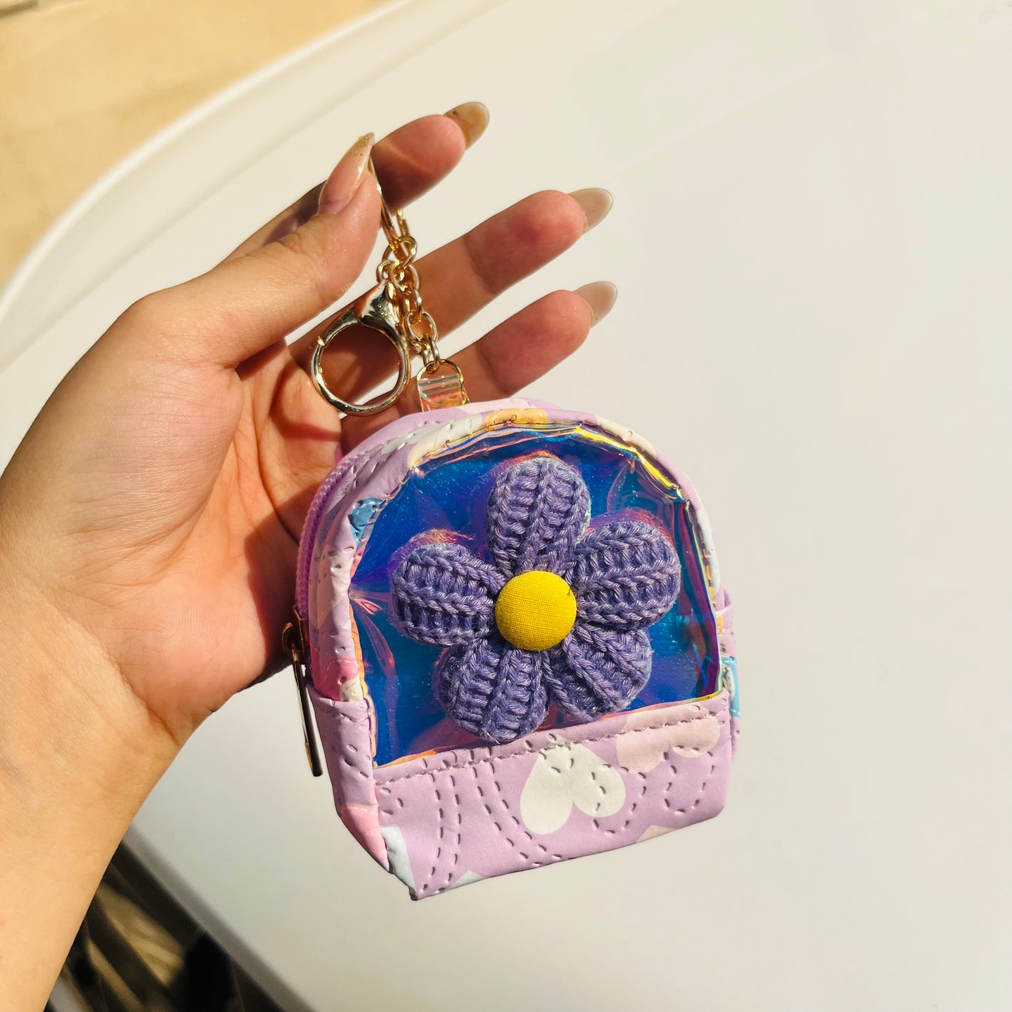 Floral Mini Bag Keychain Pouch