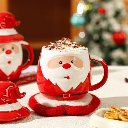 Cute Santa Christmas Ceramic Mug with Hat