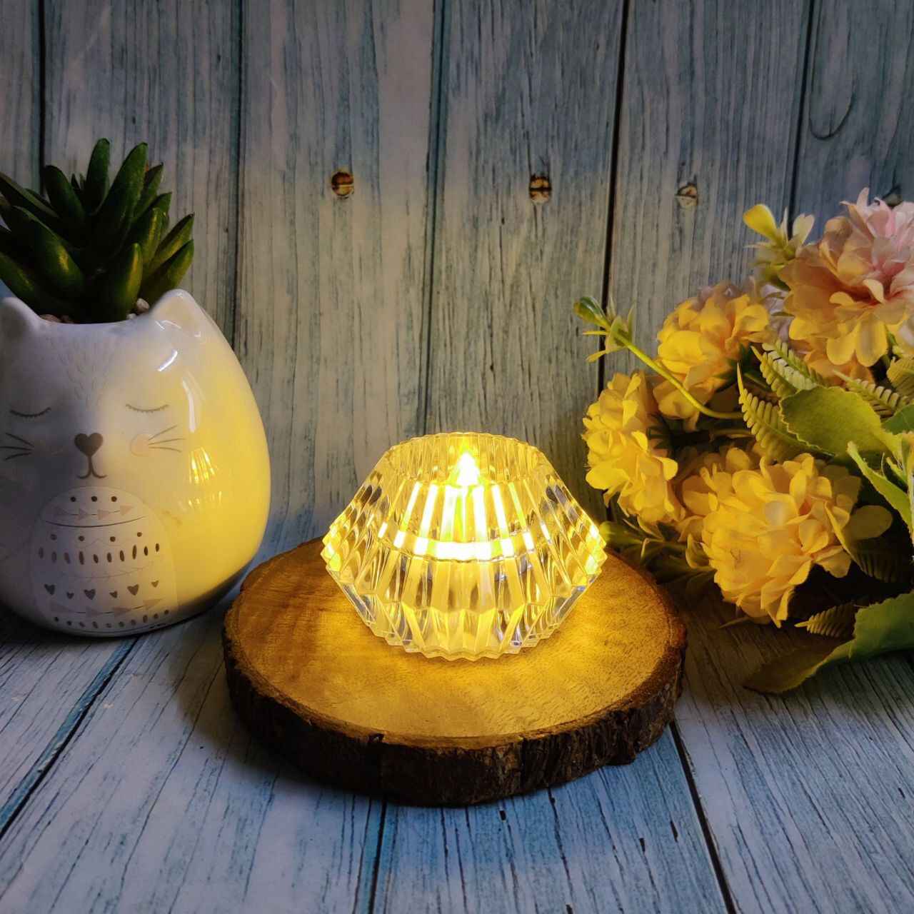 LED Crystal Diya Lamp