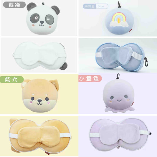 Kawaii Travel Neck Pillow with Eye Mask Combo