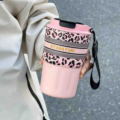 SITARAYURI Leopard Print Travel Mug / Insulated Steel Tumbler