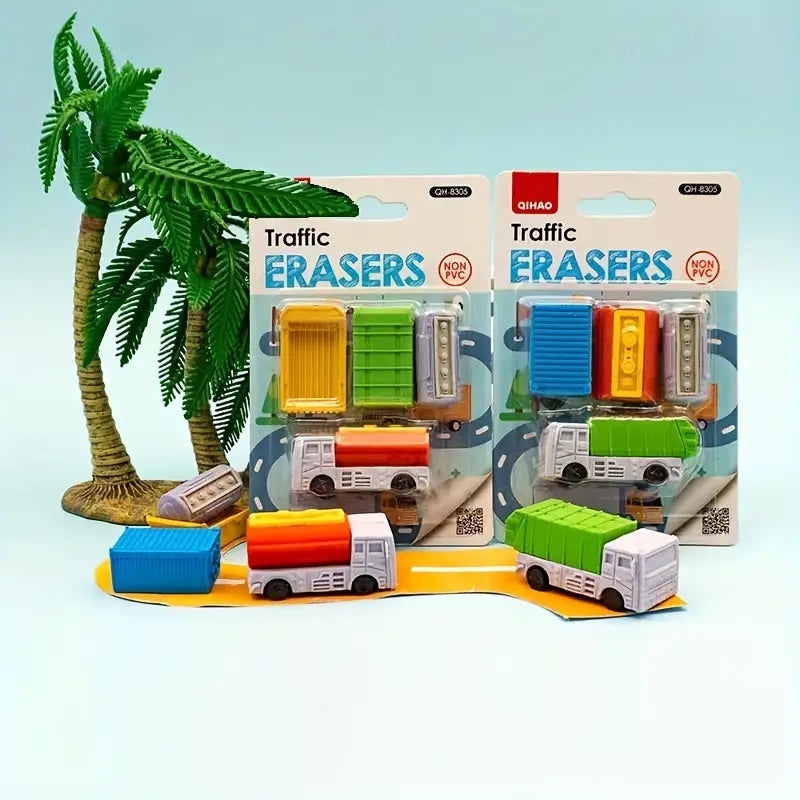 Traffic Theme Erasers Set