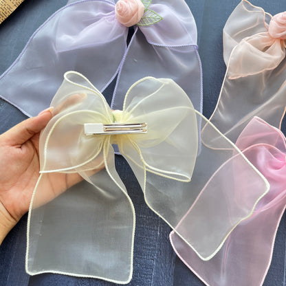 Korean Rose Bow Clips