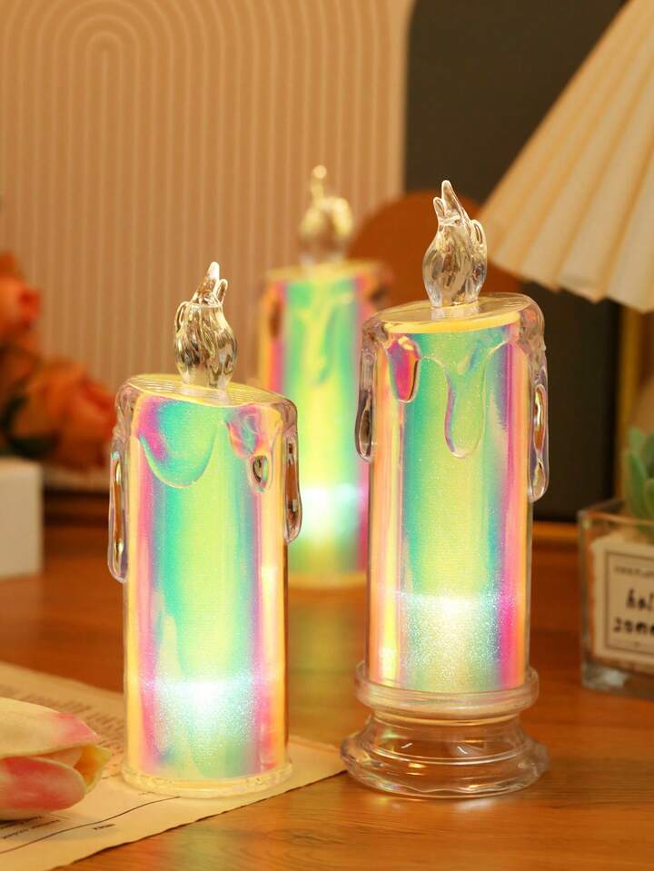 Holographic Led Flameless Rainbow Candle