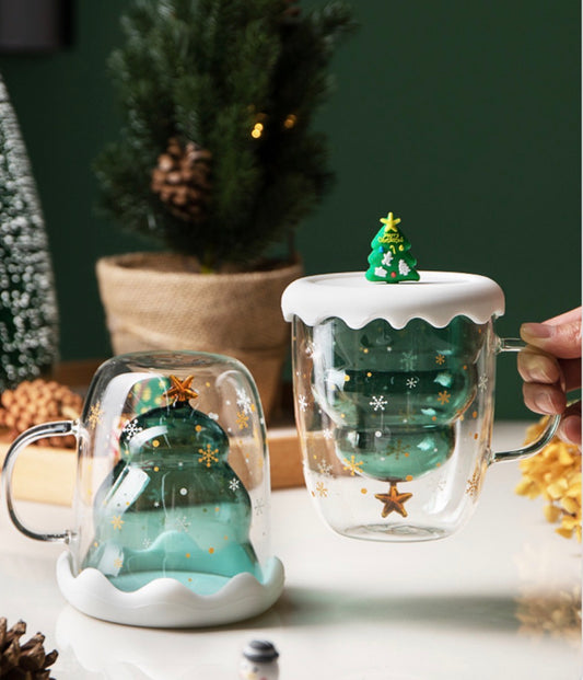 Christmas Tree Clear Double Wall Mug with Lid | Pinteresty Mug