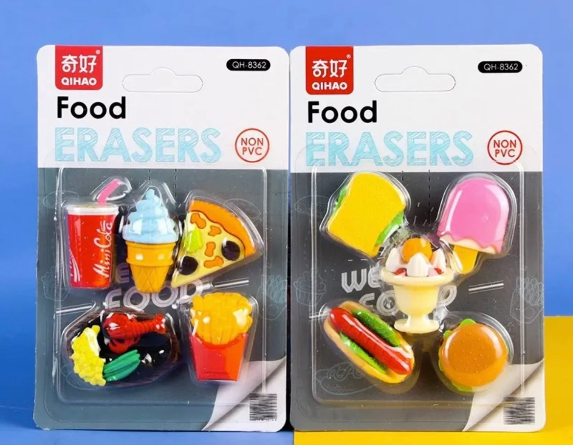 Food Theme Erasers Set