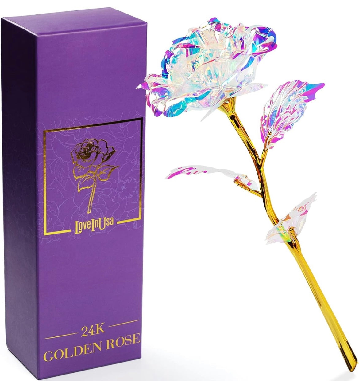 24k Gold Rose with LED Light/Holographic Effect