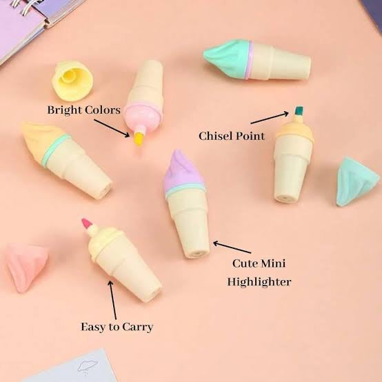 Cute Softy Highlighters Set- 6 Pcs