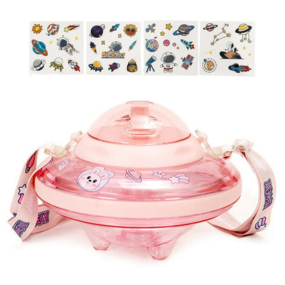 UFO Spaceship Kids Sipper- with Stickers/Hanging Strap