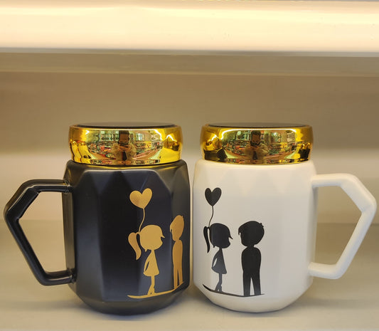 Black & White Couple Mugs Set/(Set of 2 Pcs)