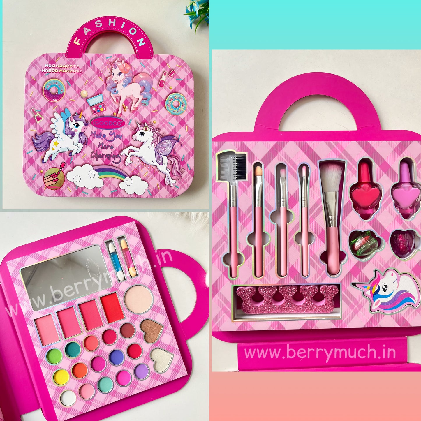 All in one Unicorn Foldable Bag Makeup Set | Kid's Makeup Book/Combo