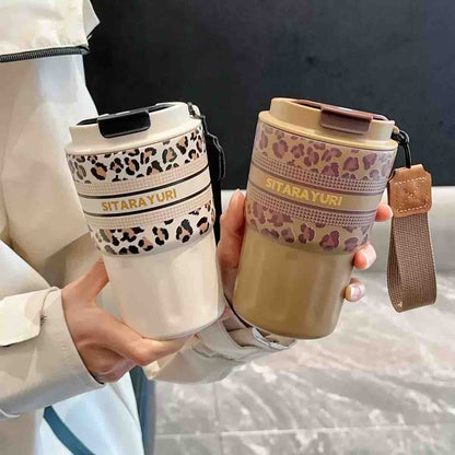 SITARAYURI Leopard Print Travel Mug / Insulated Steel Tumbler