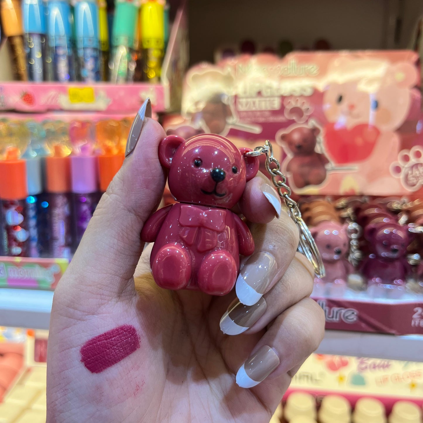 Korean Teddy Lipstick with Keychain