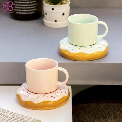 Pinteresty Ceramic Mug with Donut Saucer | Unique Find