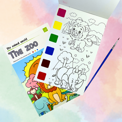 Water Color Activity Book with Brush- 12 Pages