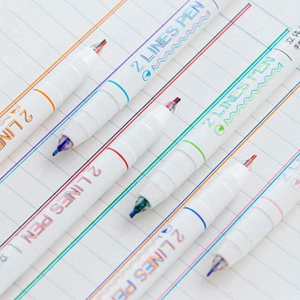 2 Lines Pen/ Double Lines Pen(Set Of 6 Pcs)