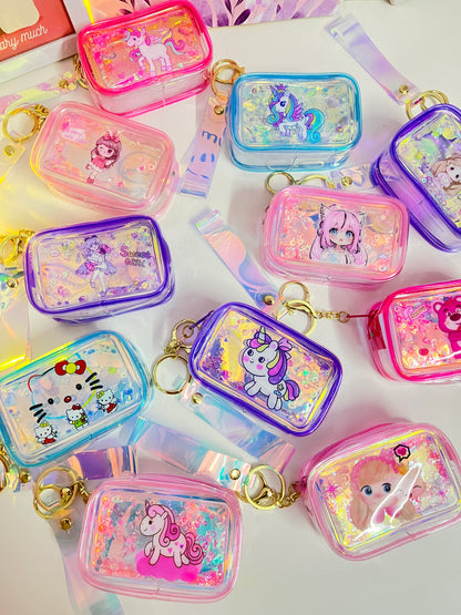 Holographic Floating Glitter Mini Pouch Keychain - Box