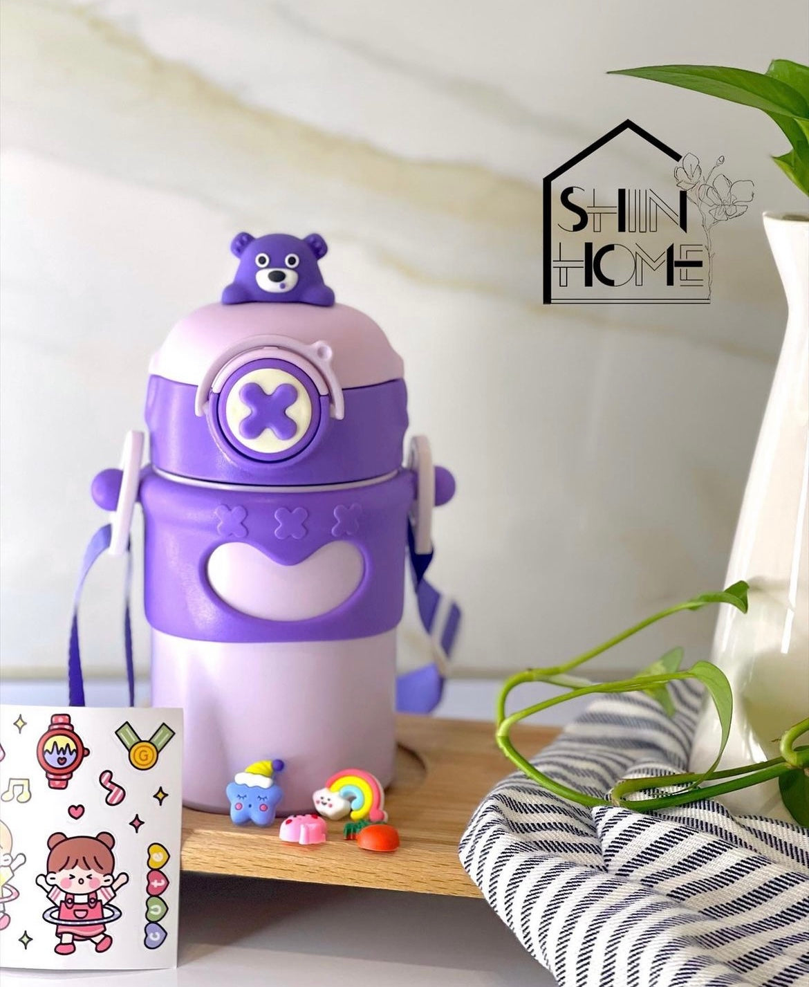 Sweet Insulated Steel Teddy Bottle (with Stickers/Straps)