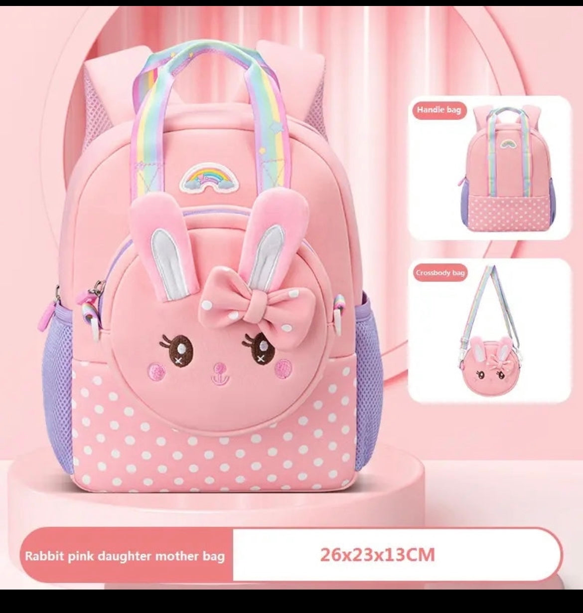 Cute Bow Design Backpack With Sling/Kid's School Bag