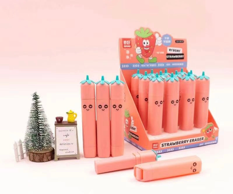 Strawberry Eraser With Roller Cleaner