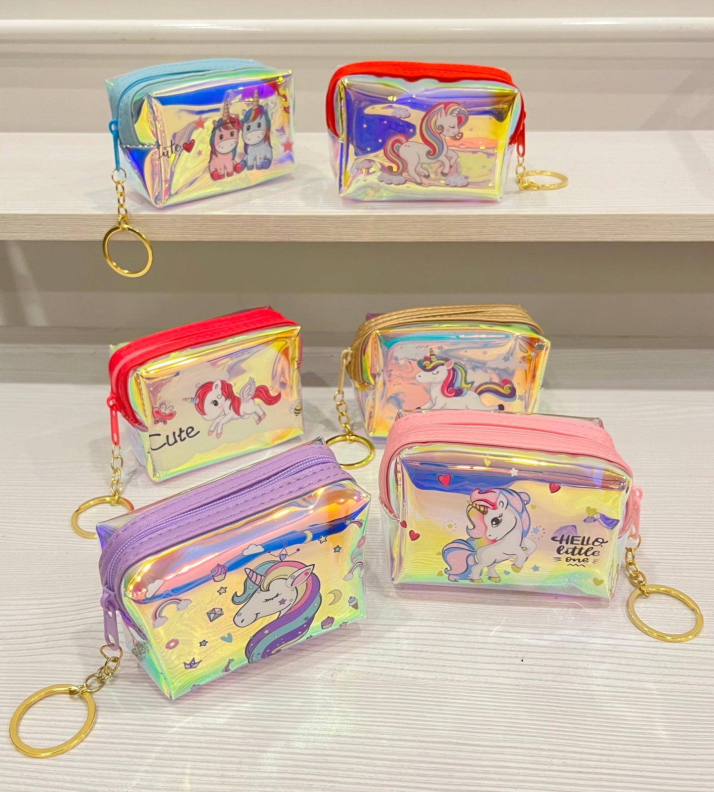 Unicorn Holographic Pouch Keychain