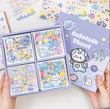 Cute Kawai Space Decorative Stickers Set- Pack of 100 Sheets/Journaling Stickers