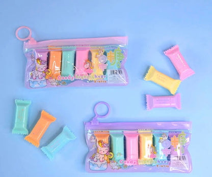 Cute Mini Candy Highlighter Set-6 Pcs