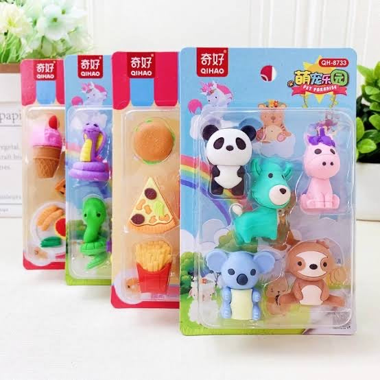 Cute Pet Theme Erasers Set