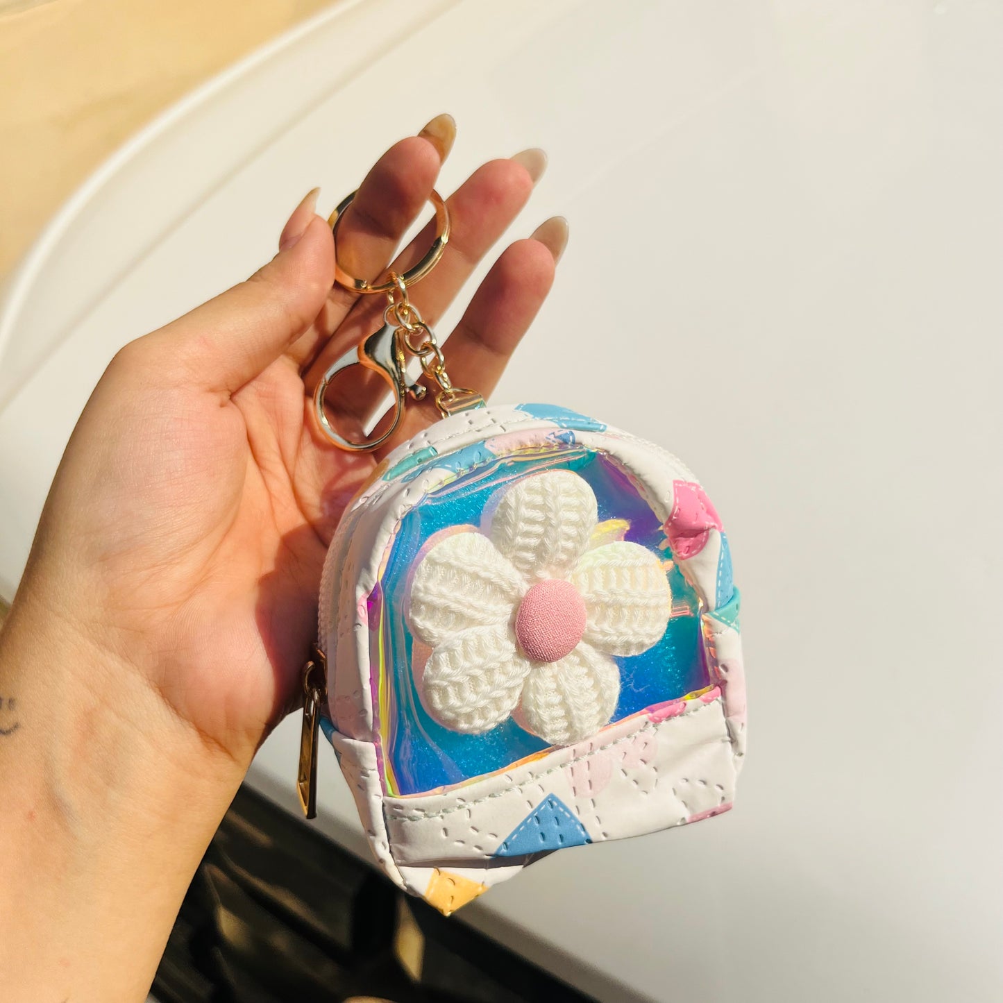 Floral Mini Bag Keychain Pouch