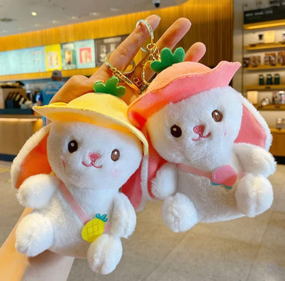 Rabbit Hat Plush Keychain