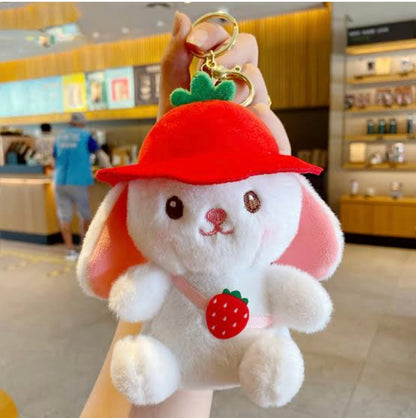 Rabbit Hat Plush Keychain